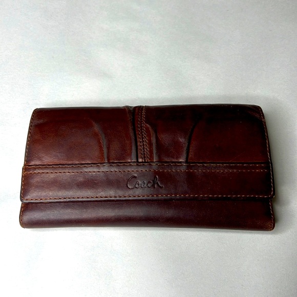 Vintage Coach Tri-fold Ashley brown Pleated Wallet trifold wallet - Picture 1 of 7